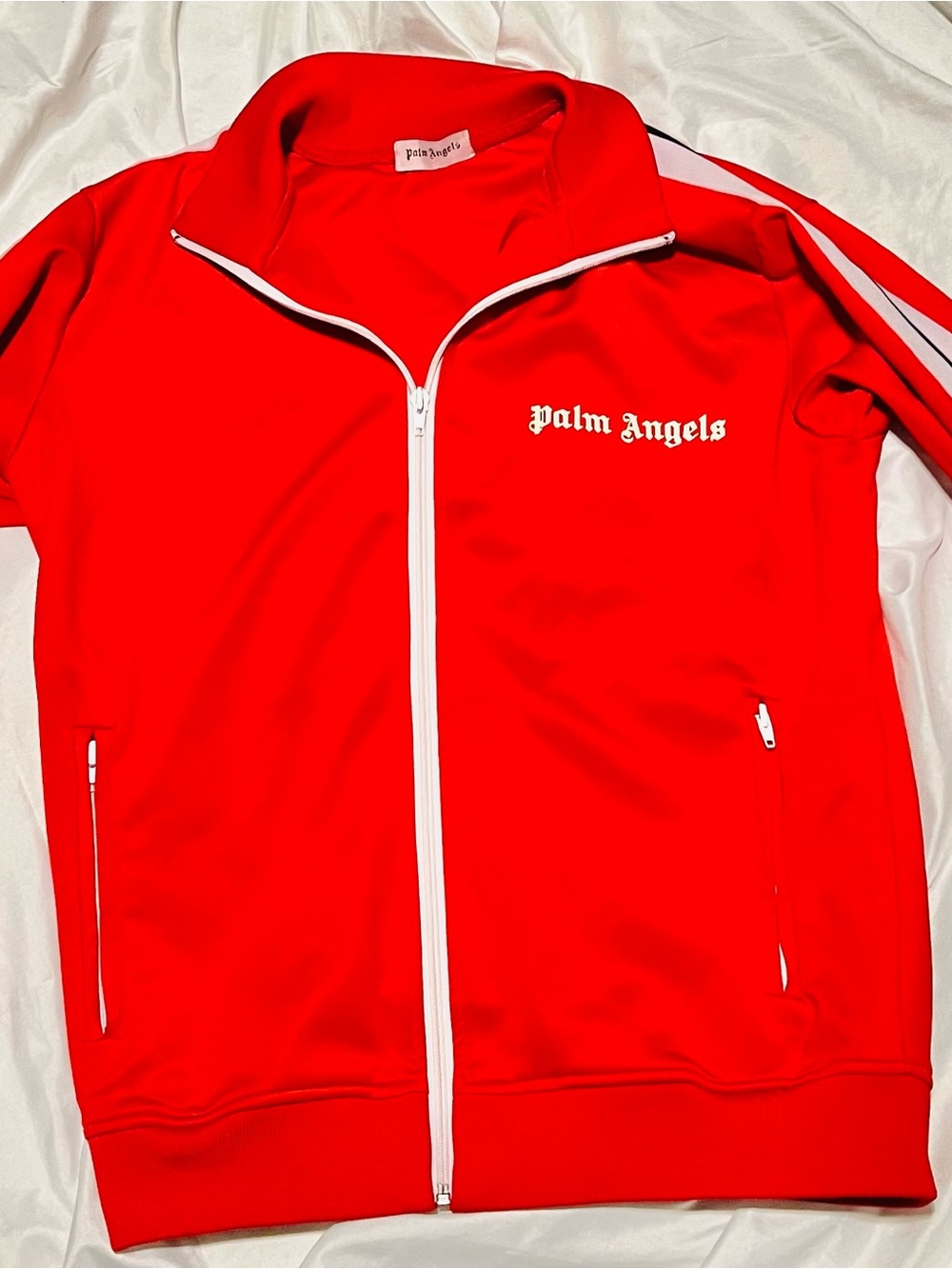 Palm Angels Red Track Jacket with White Trim Men’s S